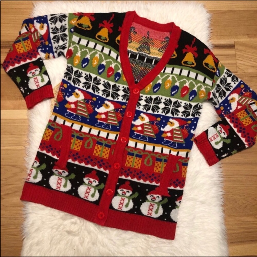 Ugly Christmas Merry Knit Sweater Cardigan